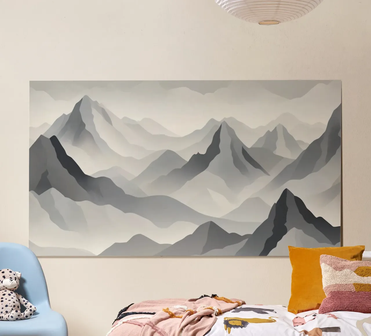 Paesaggio montano in scala di grigi che mostra strati di cime carta hahnemühle da DesignDoodle
