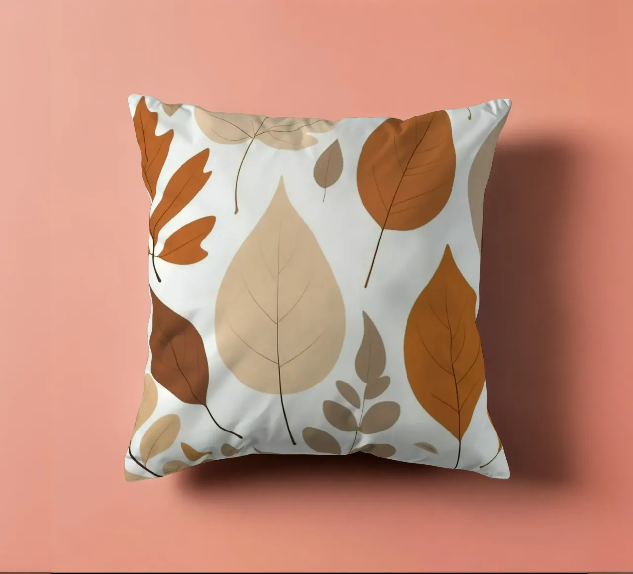 Foglie d'autunno di varie forme e colori disposte cuscino da DesignDoodle