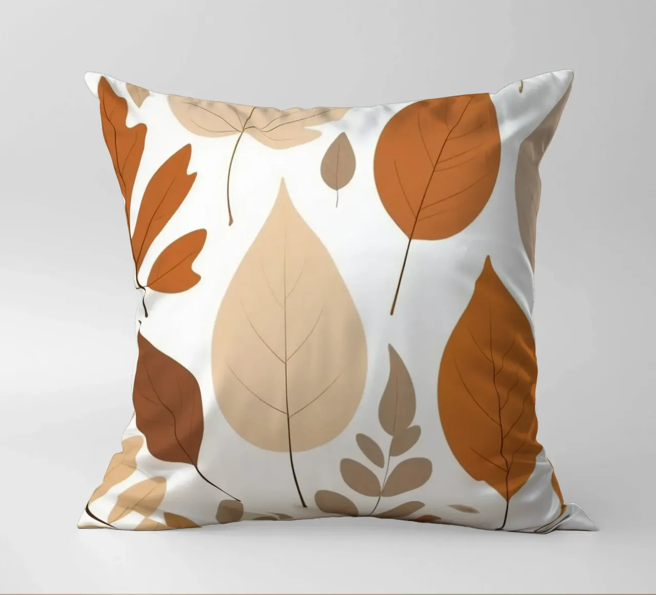 Foglie d'autunno di varie forme e colori disposte cuscino da DesignDoodle