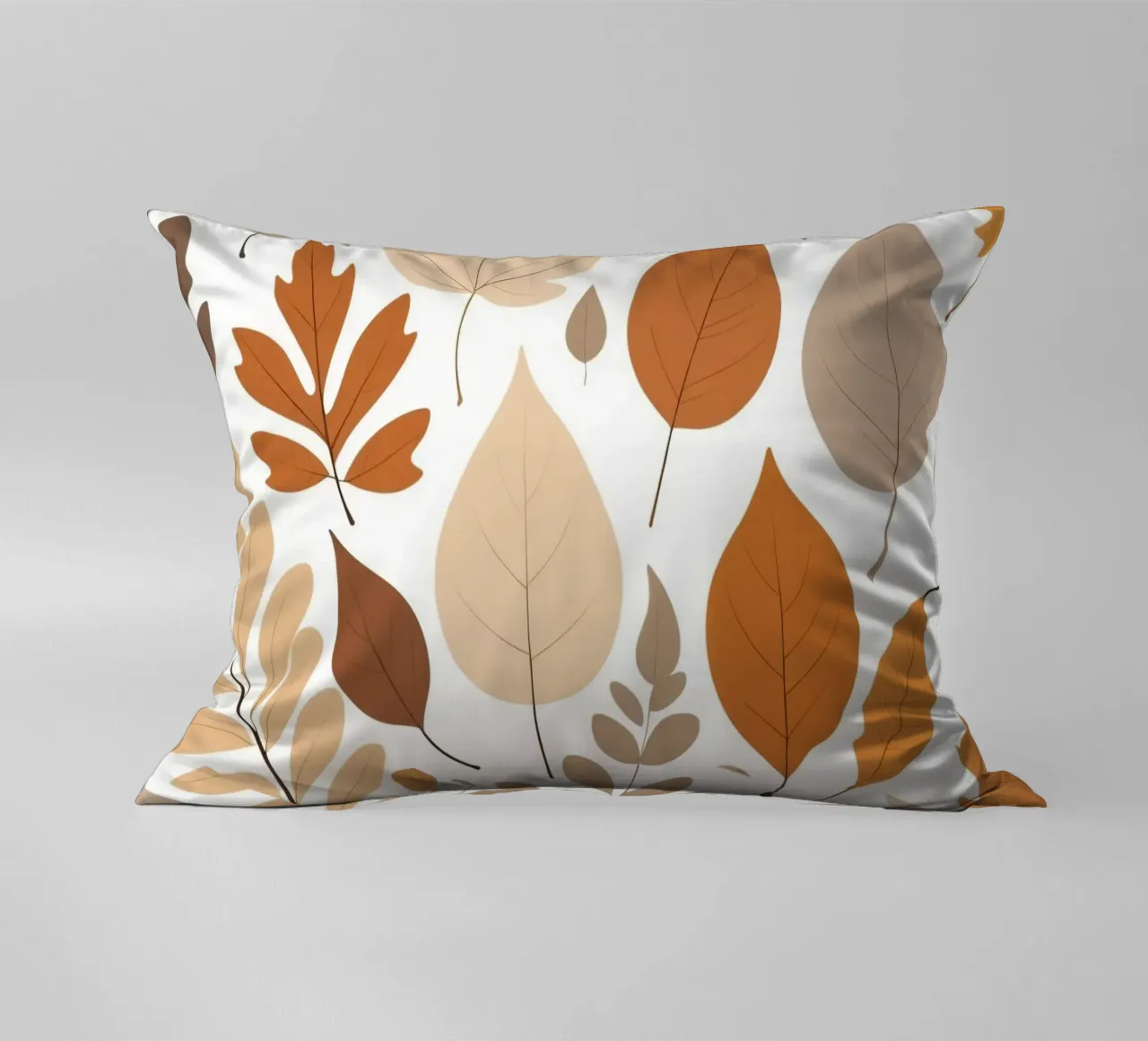 Foglie d'autunno di varie forme e colori disposte cuscino da DesignDoodle