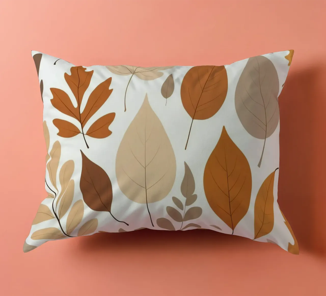 Foglie d'autunno di varie forme e colori disposte cuscino da DesignDoodle