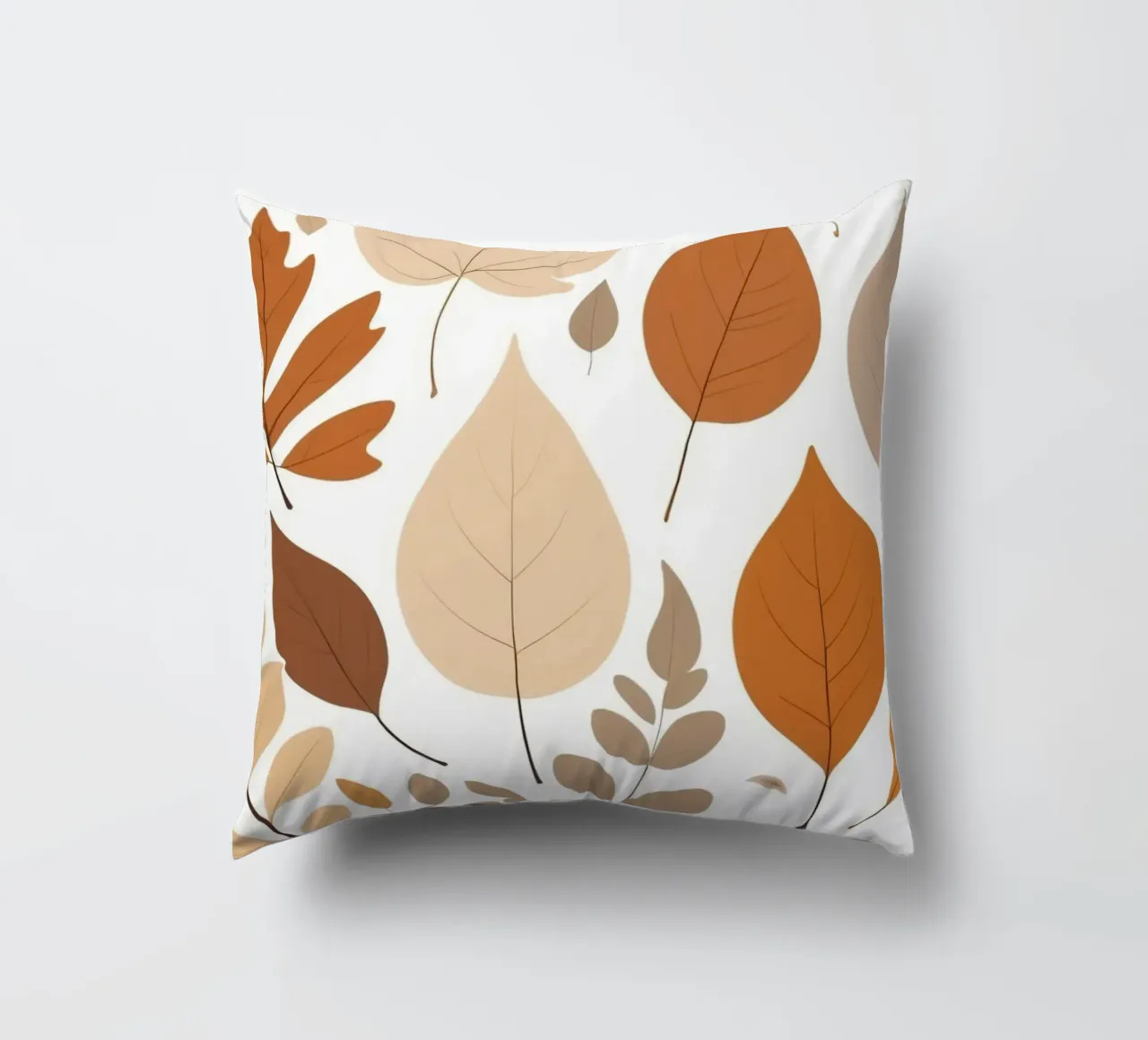 Foglie d'autunno di varie forme e colori disposte cuscino da DesignDoodle