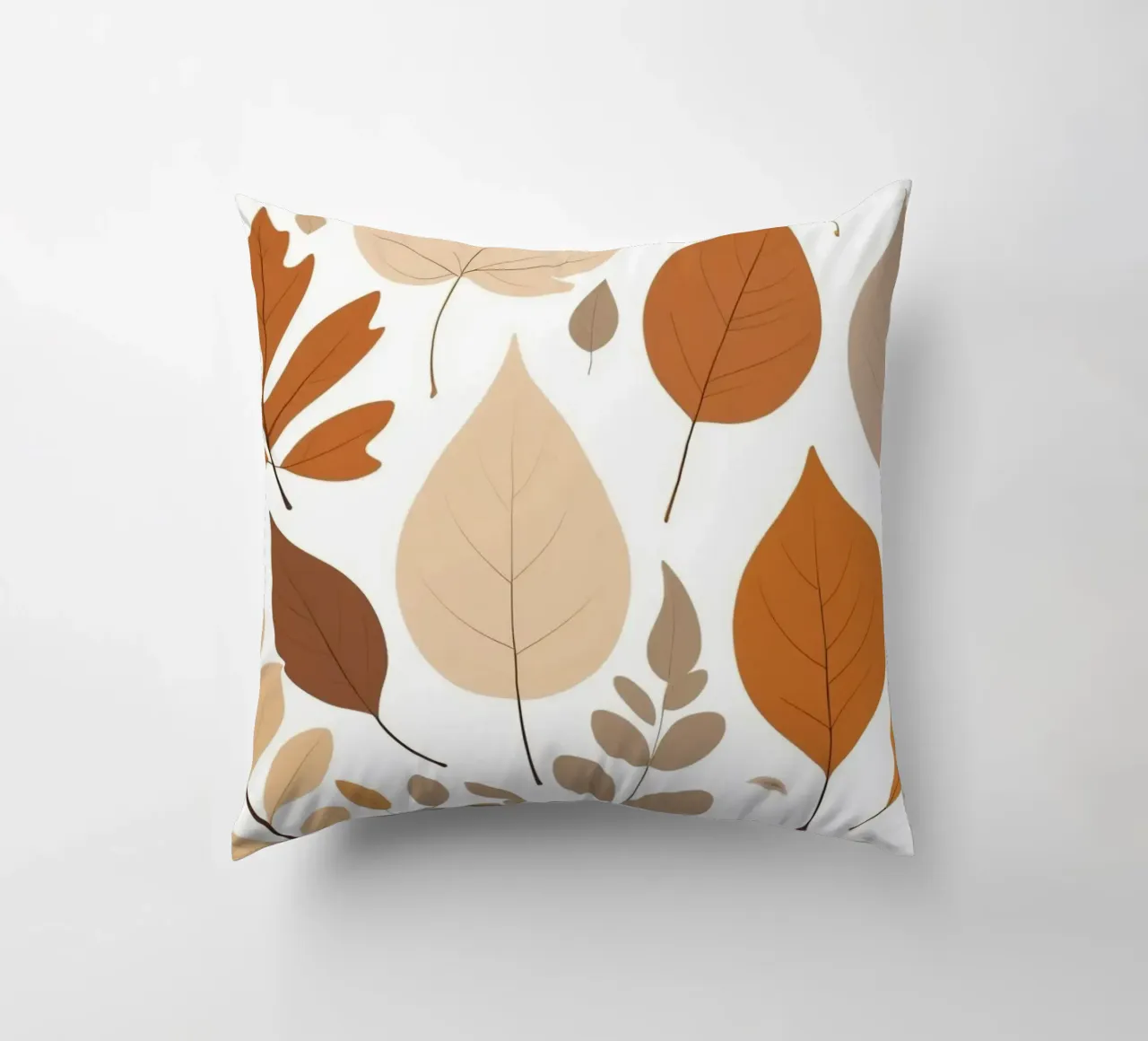 Foglie d'autunno di varie forme e colori disposte cuscino da DesignDoodle