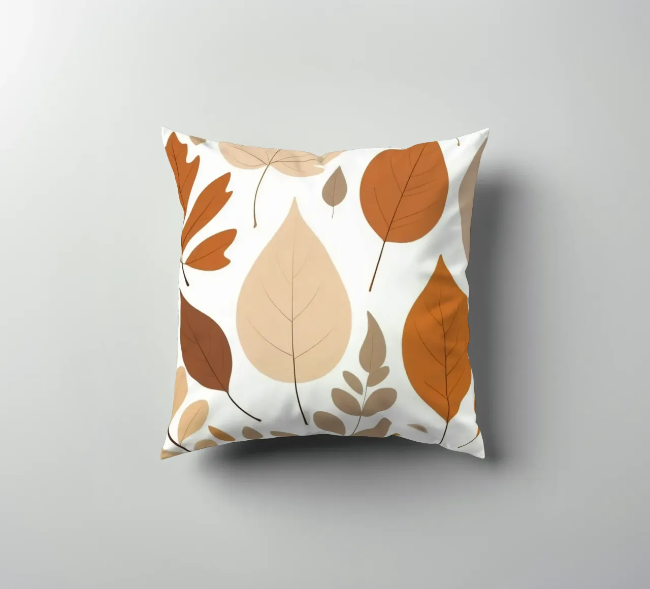 Foglie d'autunno di varie forme e colori disposte cuscino da DesignDoodle