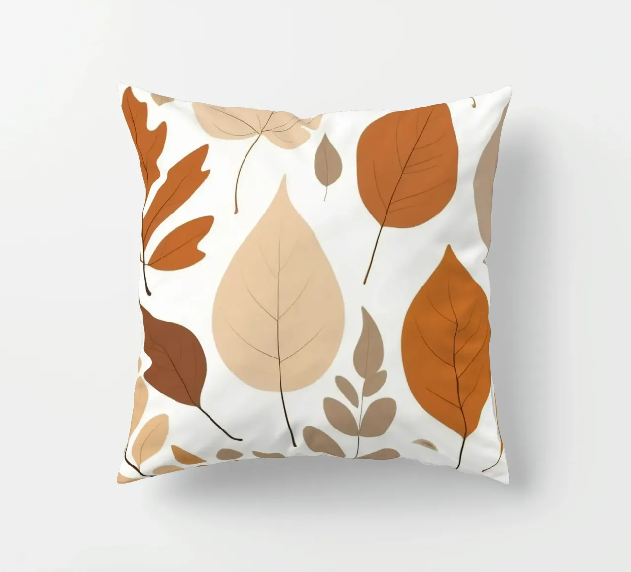 Foglie d'autunno di varie forme e colori disposte cuscino da DesignDoodle