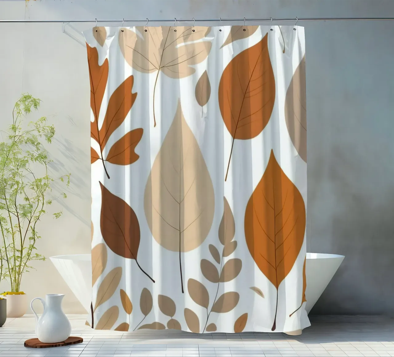 Foglie d'autunno di varie forme e colori disposte tenda da doccia da DesignDoodle