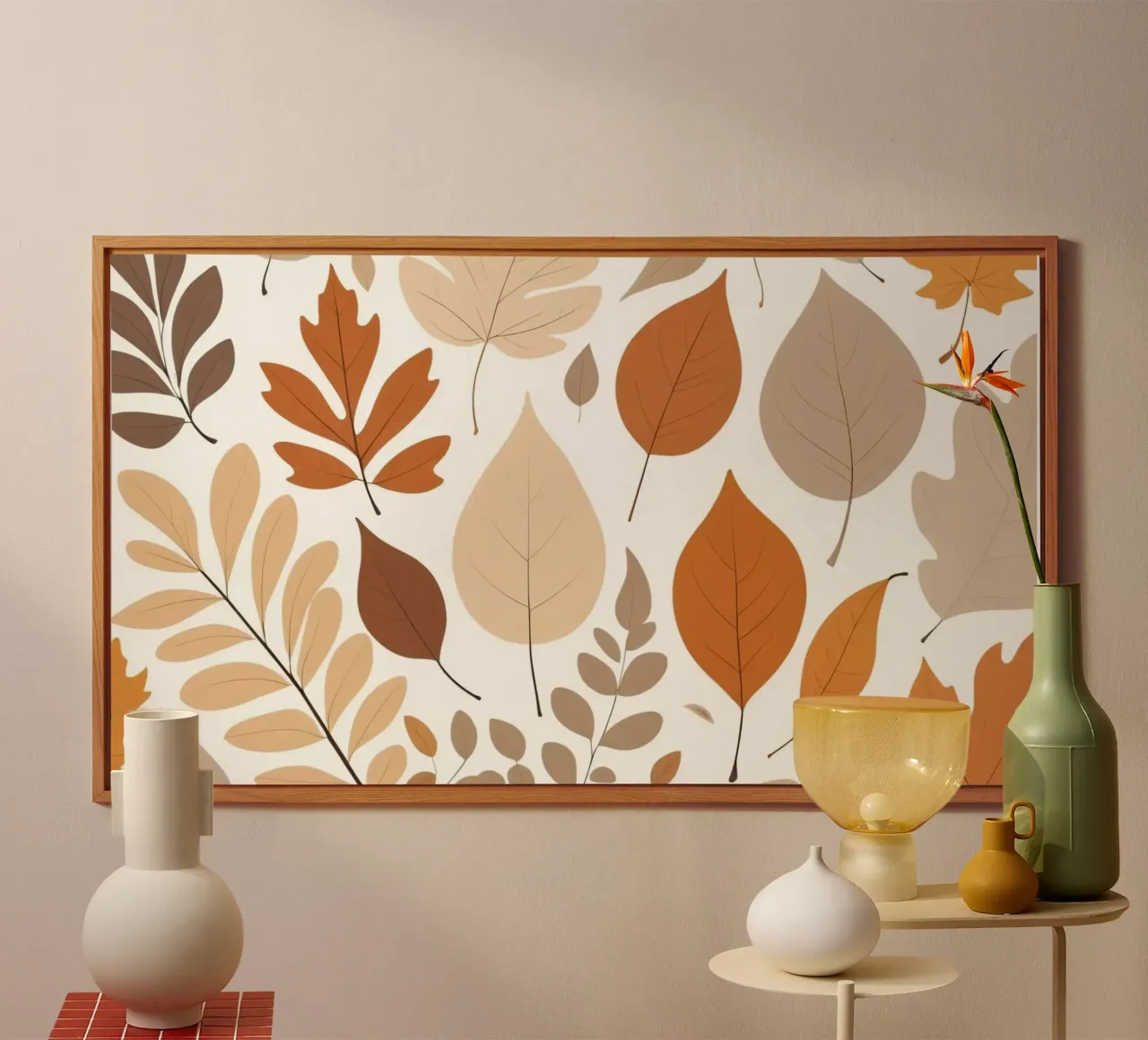 Foglie d'autunno di varie forme e colori disposte alluminio dibond da DesignDoodle