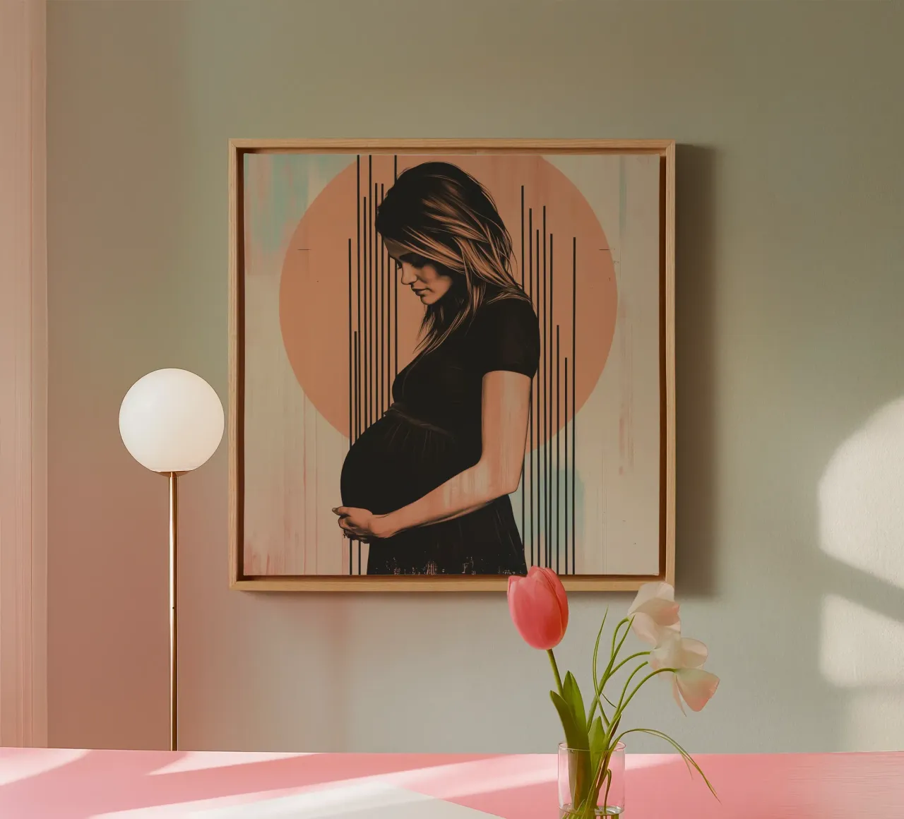 Abstracte zwangerschap canvas met Baklijst van Synthaira