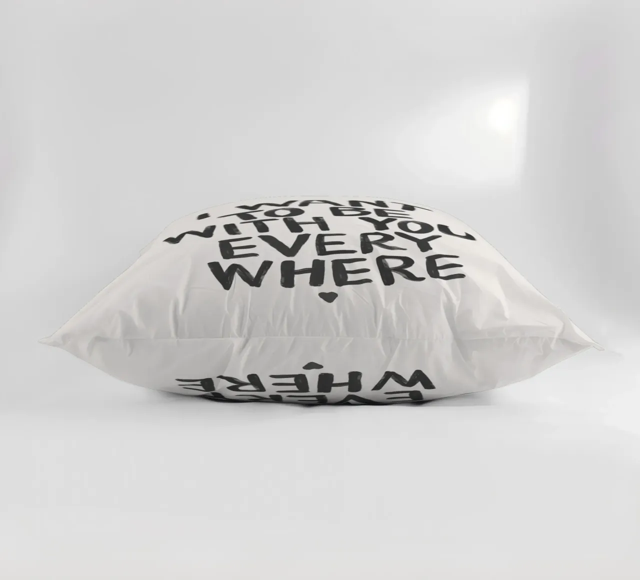I Want to Be With You Everywhere Typography in Black White decorative cushion by THE MOTIVATED TYPE