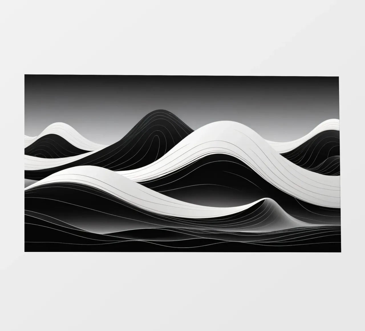 Dynamic black and white waves creating an abstract landscape backlit film by DesignDoodle