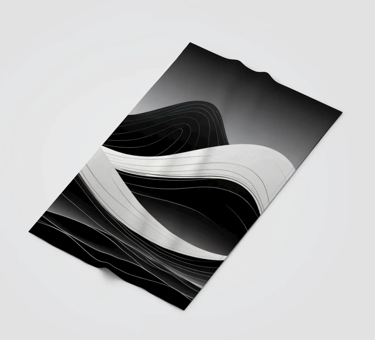 Dynamische schwarze und weiße Wellen, die eine abstrakte Landschaft bilden Fleecedecke von DesignDoodle
