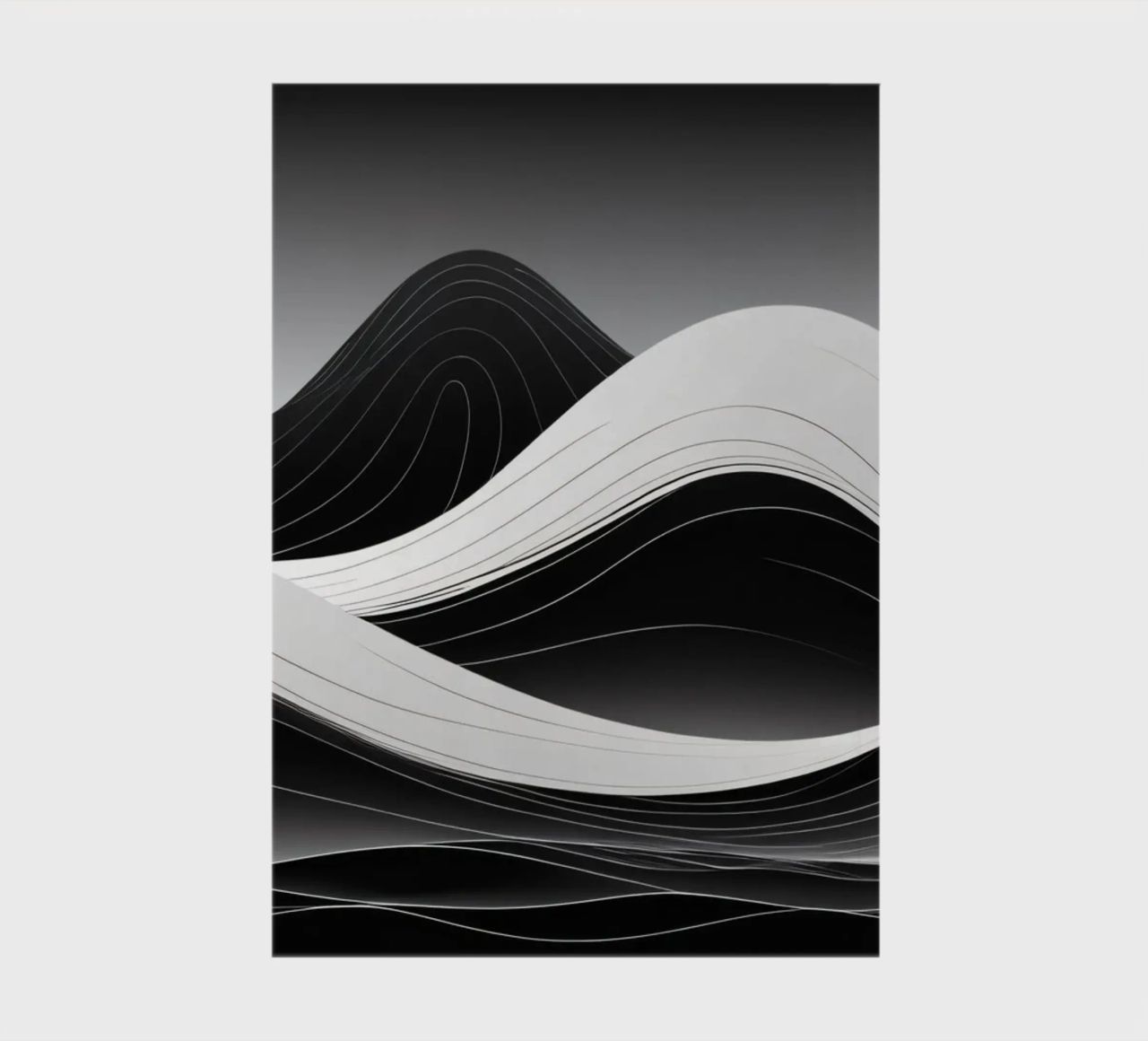 Dynamic black and white waves creating an abstract landscape notebook by DesignDoodle