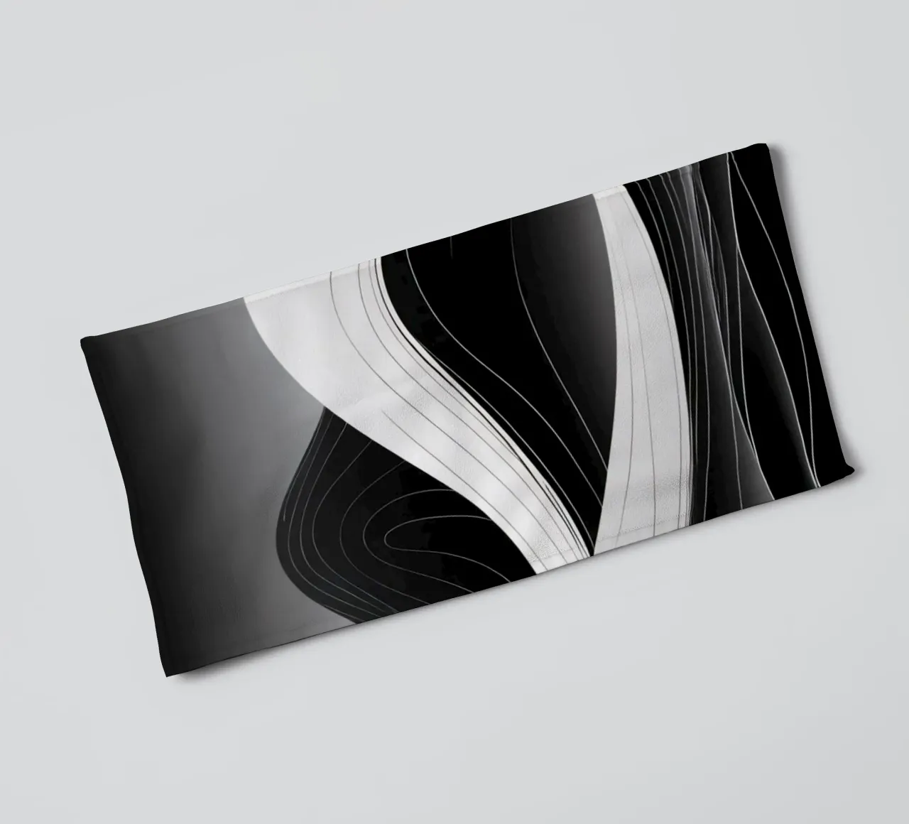 Dynamische schwarze und weiße Wellen, die eine abstrakte Landschaft bilden Handtuch von DesignDoodle