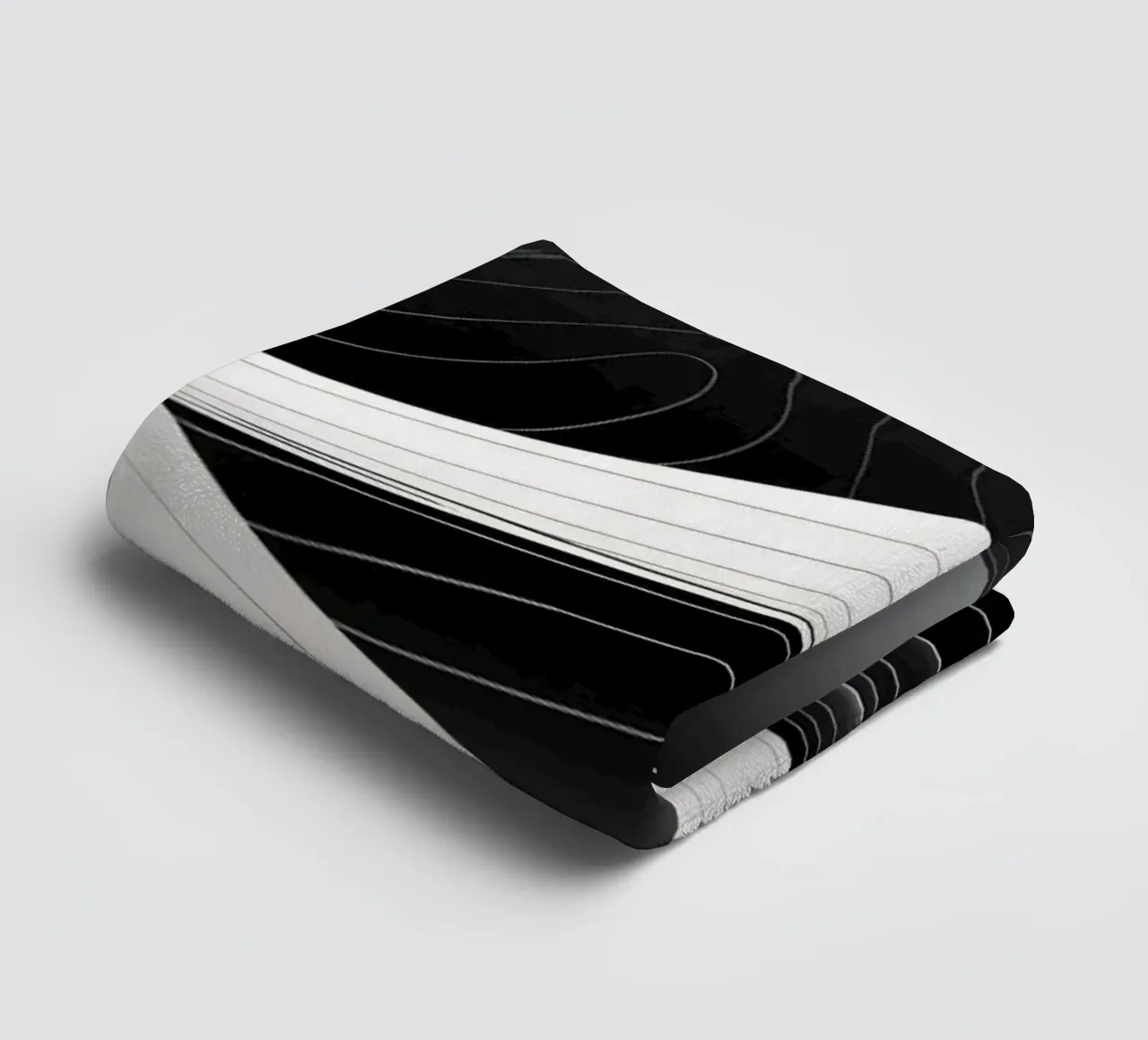 Dynamische schwarze und weiße Wellen, die eine abstrakte Landschaft bilden Handtuch von DesignDoodle