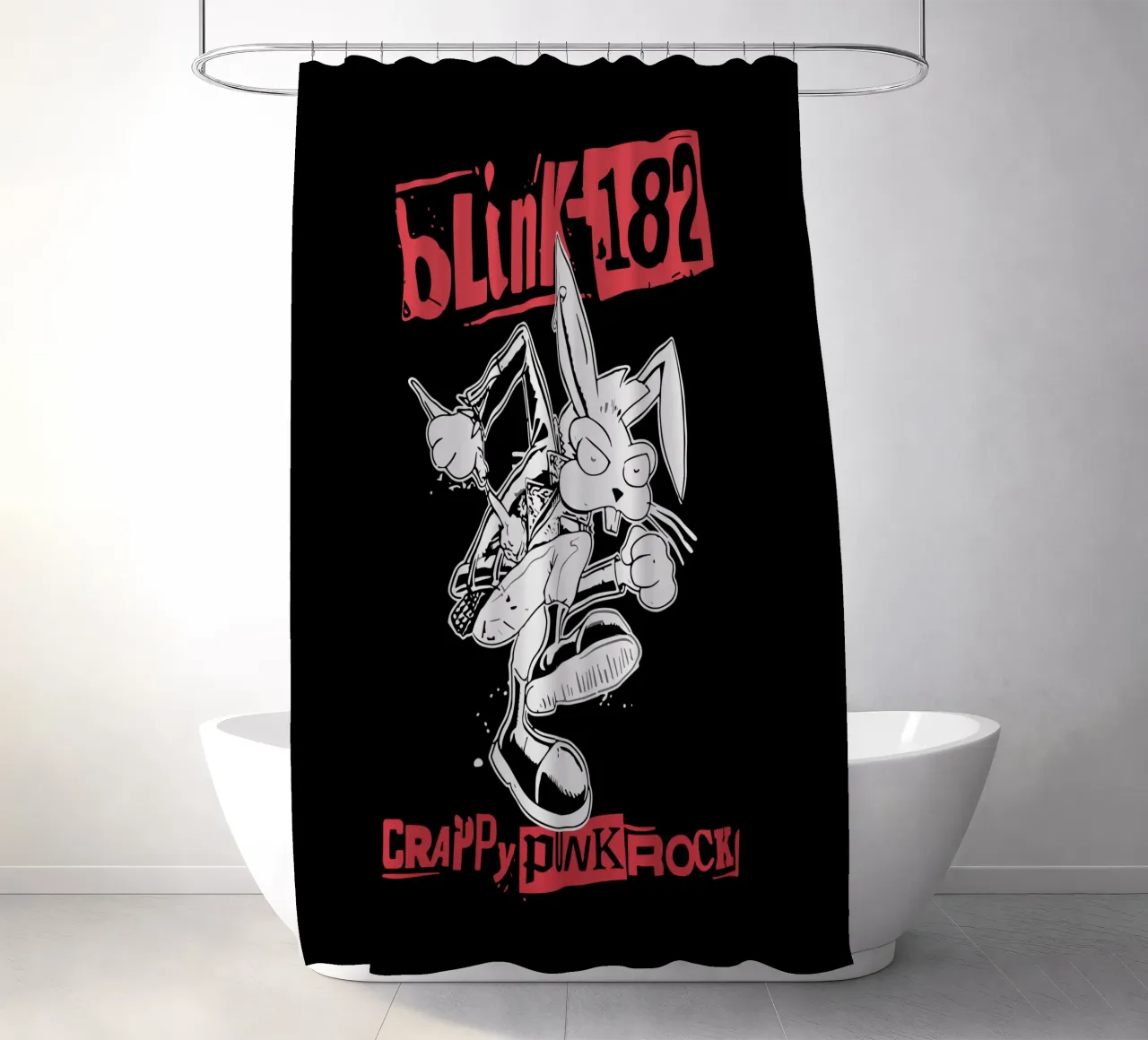 Punk Bunny shower curtain by Jason Lavelle