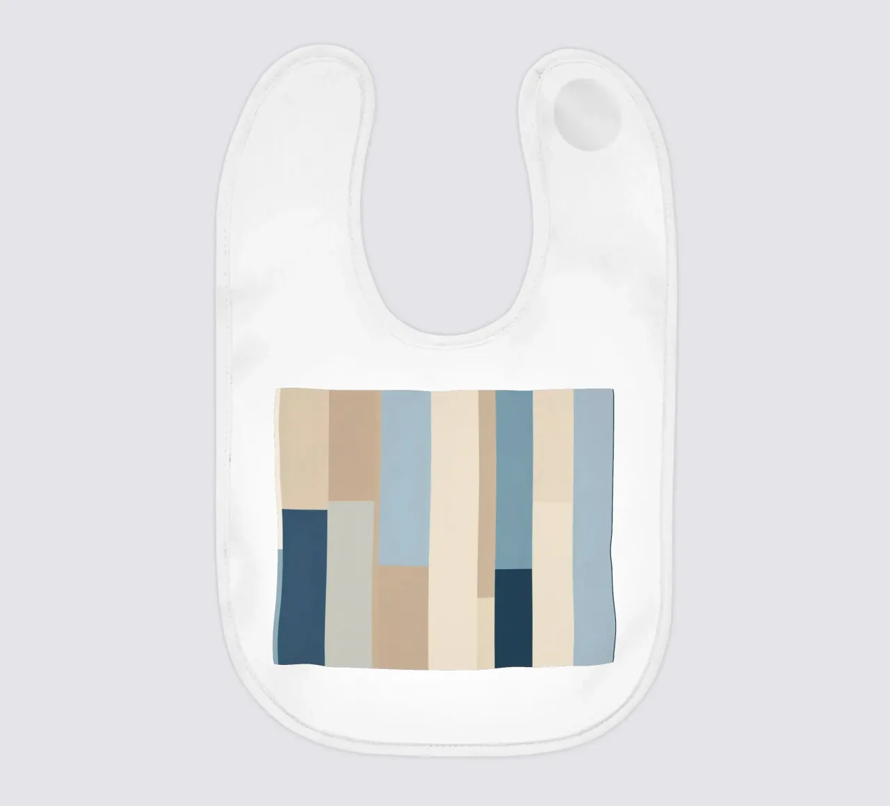 Strisce verticali astratte in varie tonalità di blu e beige bavaglino da DesignDoodle