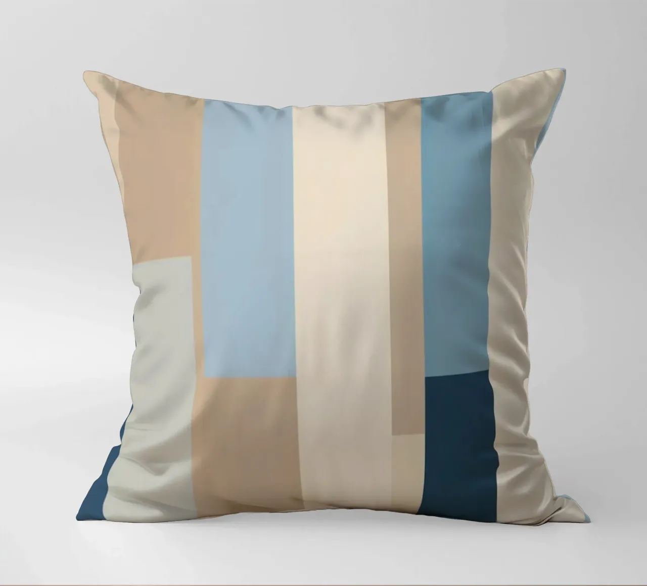 Strisce verticali astratte in varie tonalità di blu e beige cuscino da DesignDoodle