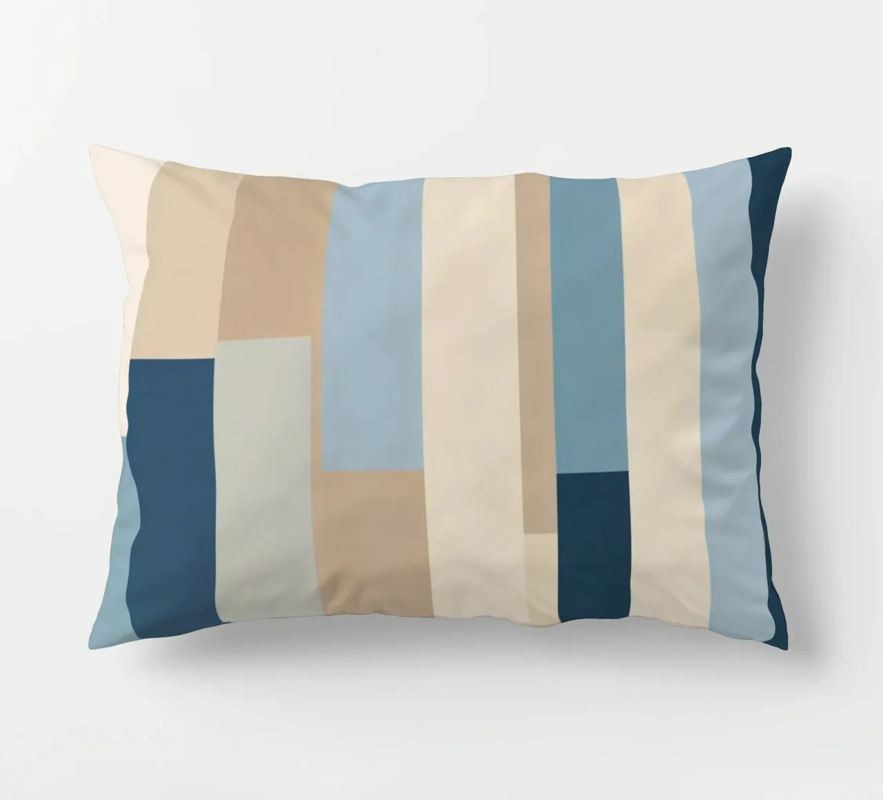 Strisce verticali astratte in varie tonalità di blu e beige cuscino da DesignDoodle