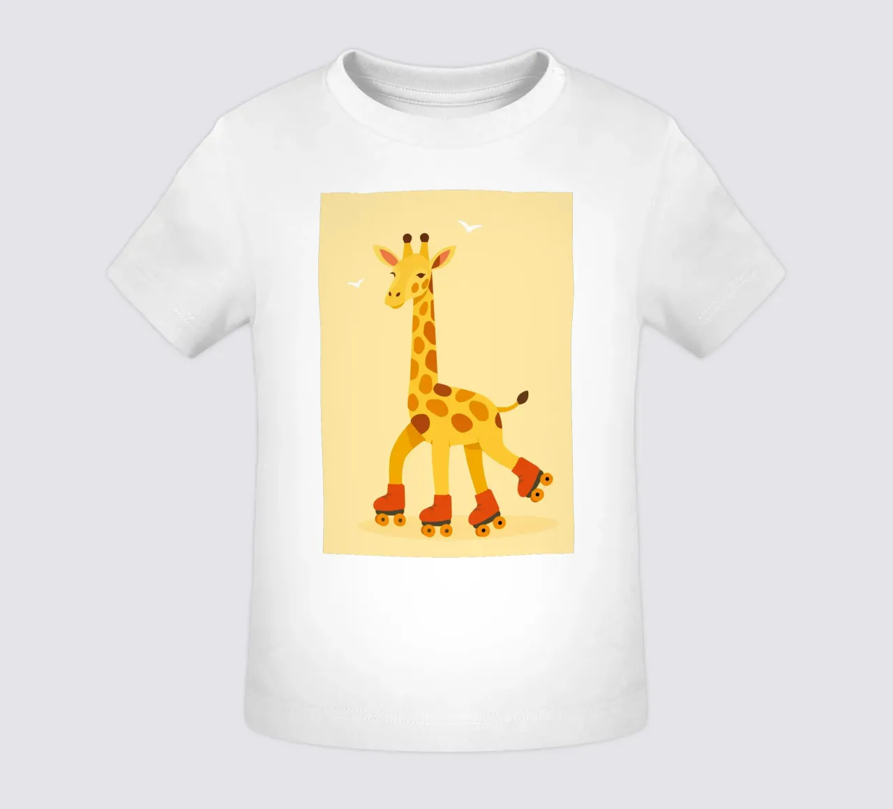 Rolling giraffe - fun on four wheels baby t-shirt by namosh