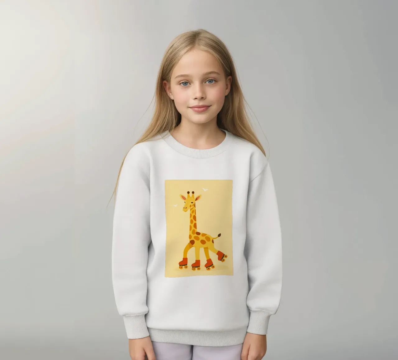 Rolling giraffe - fun on four wheels kids sweatshirt by namosh