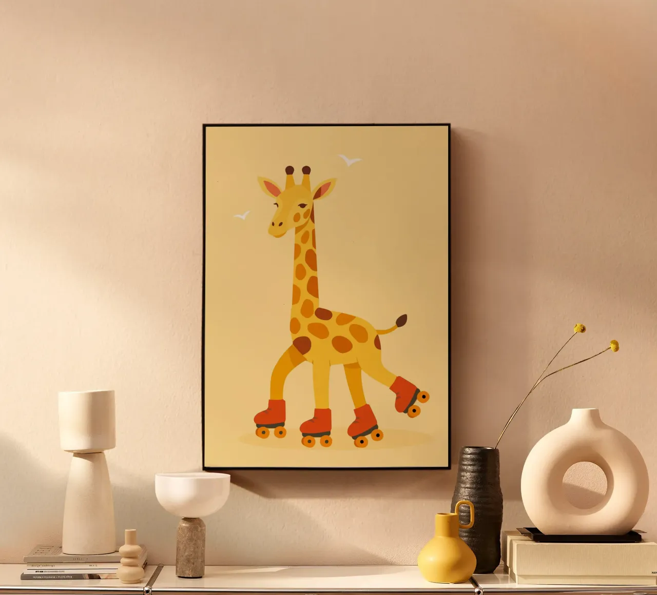 Rollende giraffe - plezier op vier wielen aluminium-dibond van namosh