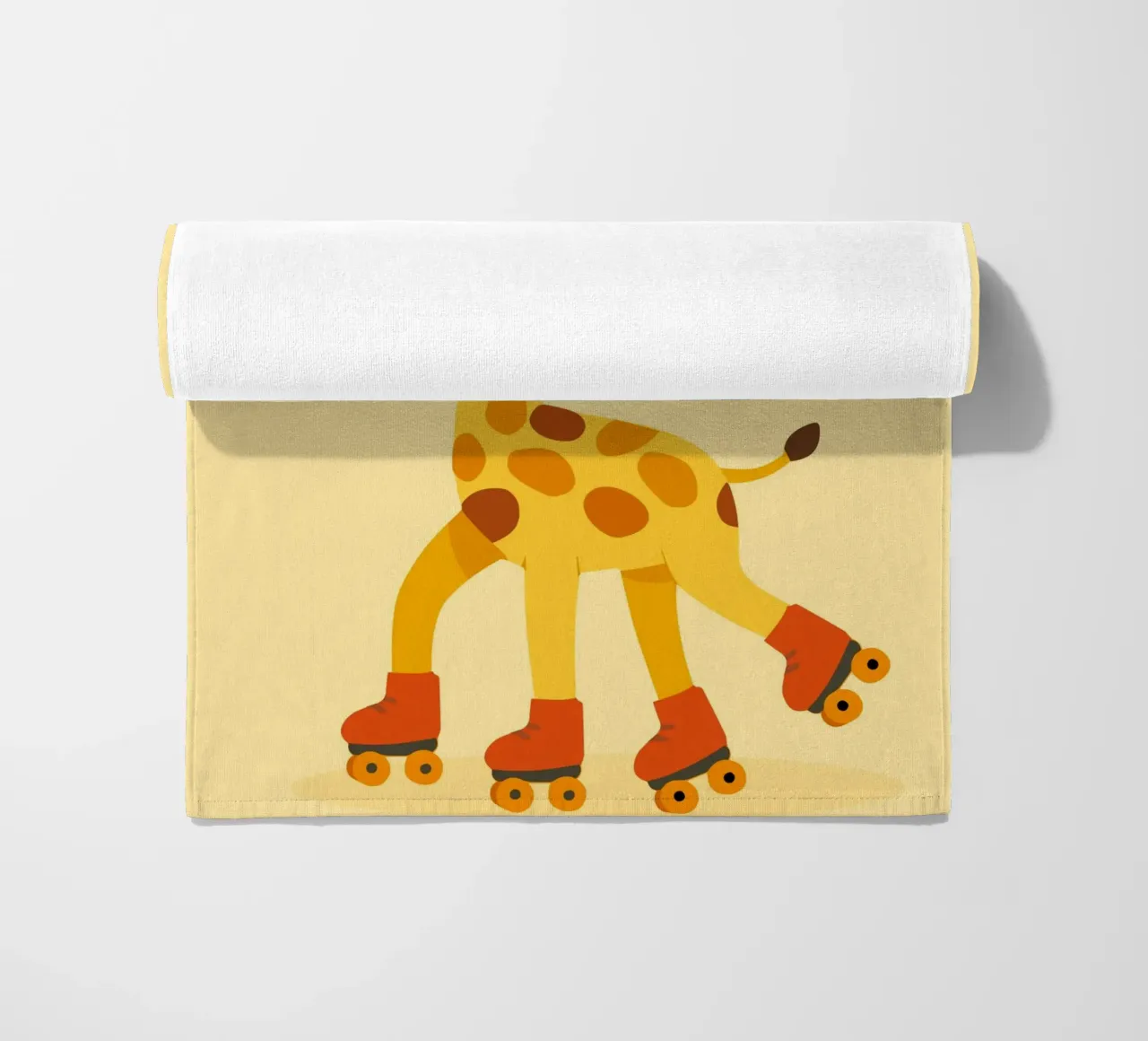 Rolling giraffe - fun on four wheels beach towel by namosh