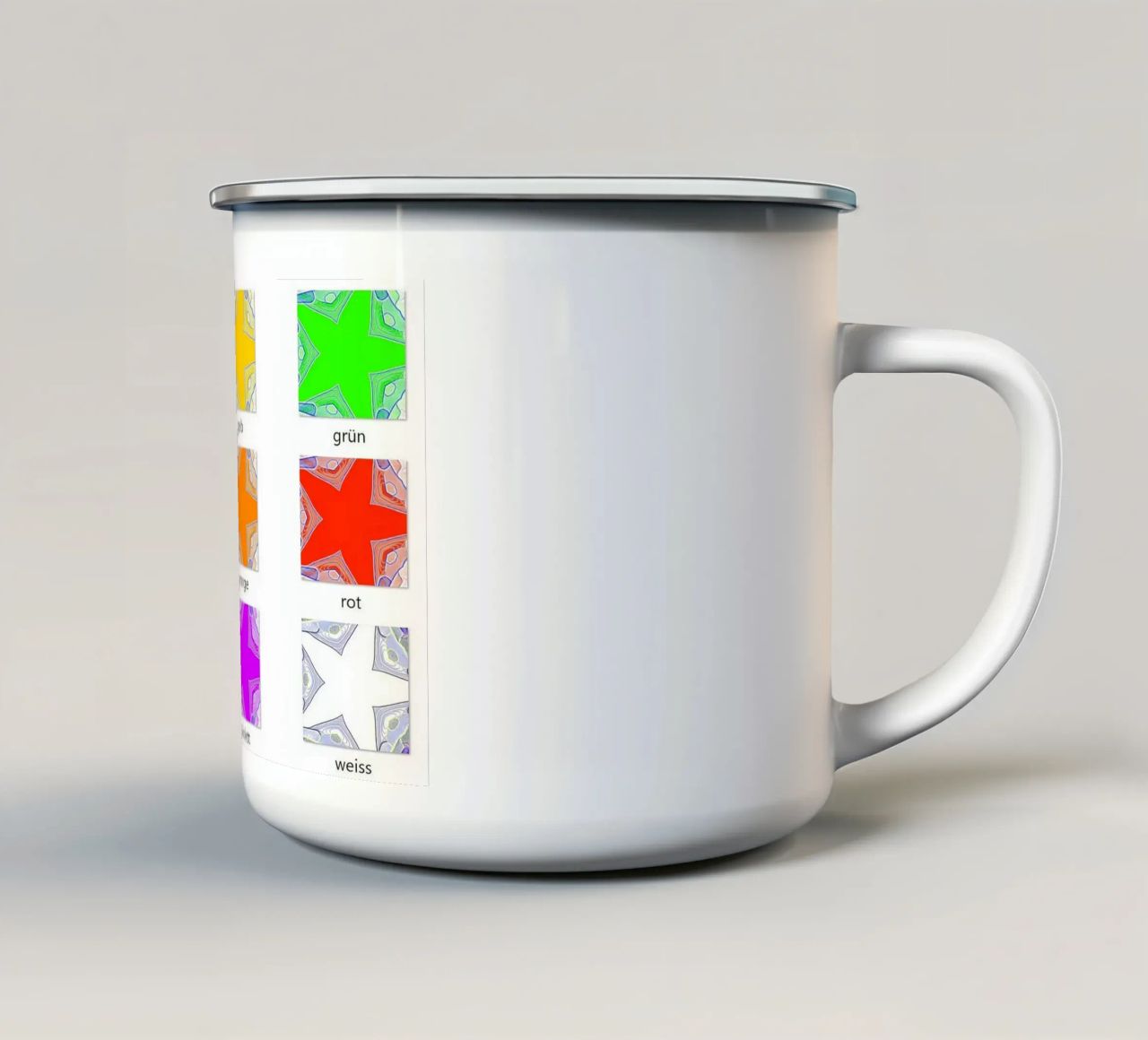 Stelle a 5 punte, gruppo 3x3 in 9 colori tazza in smalto da Gürsel Yesil Digital Art