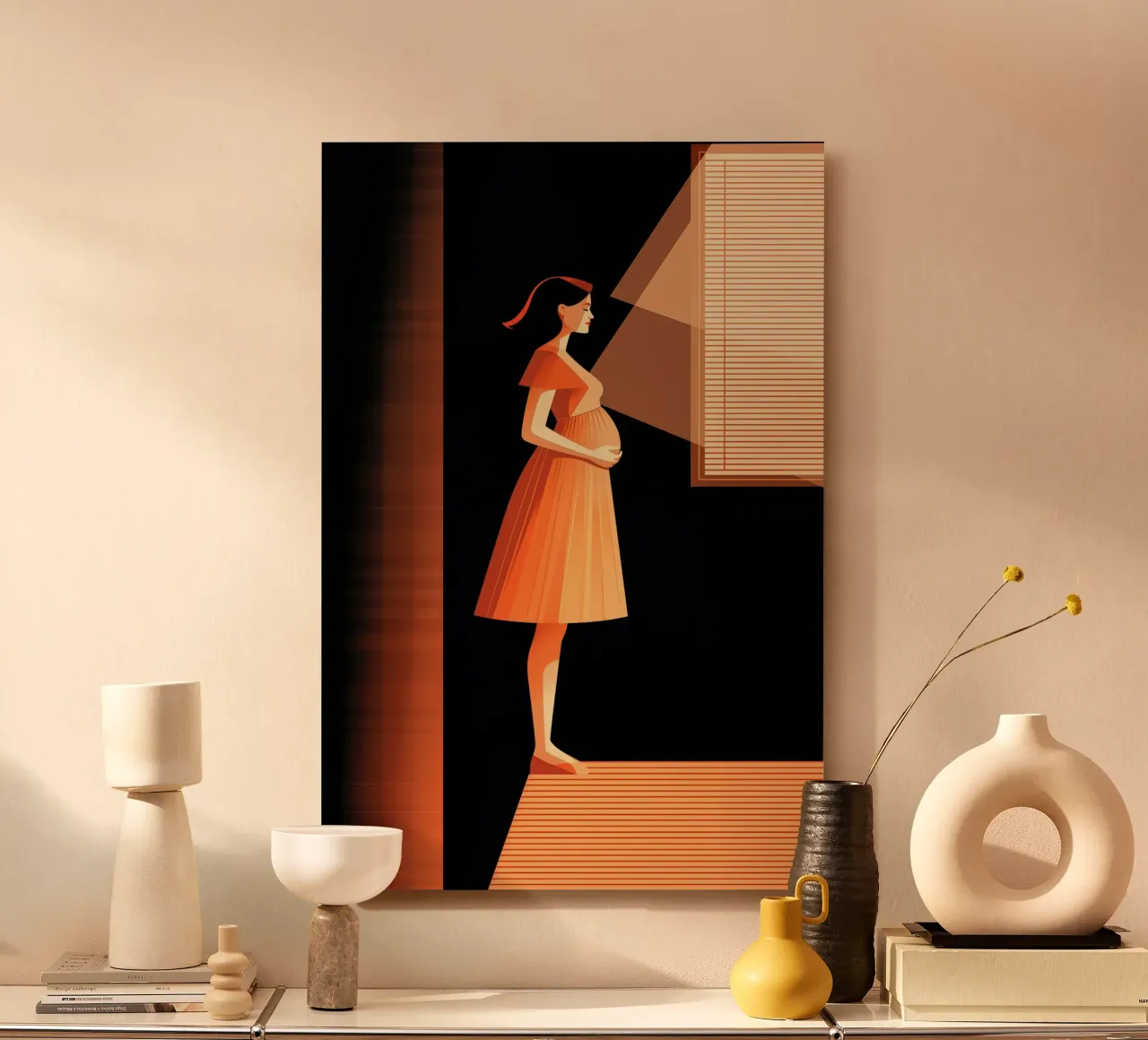 Pregnant woman at a window alluminio dibond da Synthaira