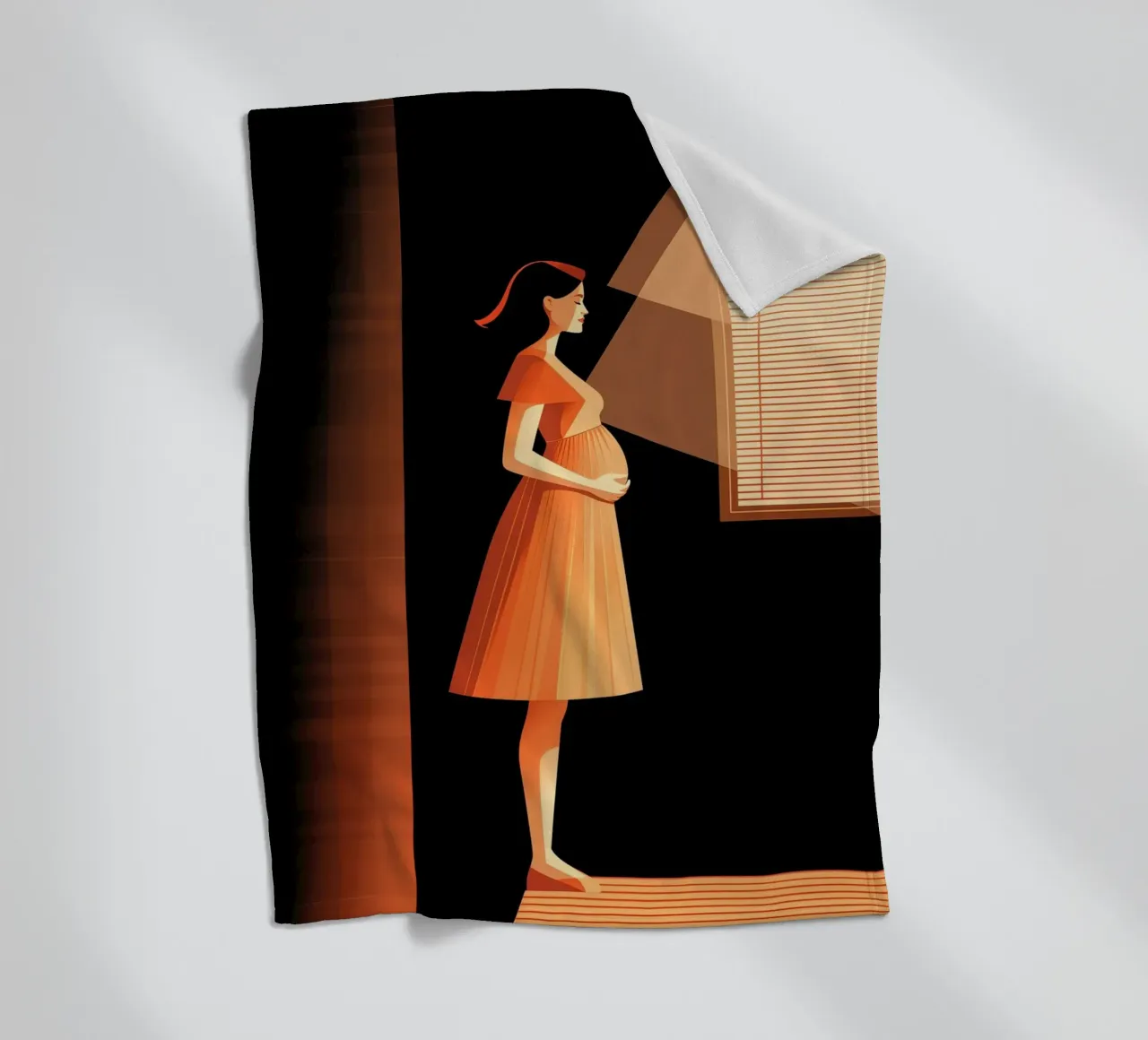 Pregnant woman at a window coperta in pile da Synthaira