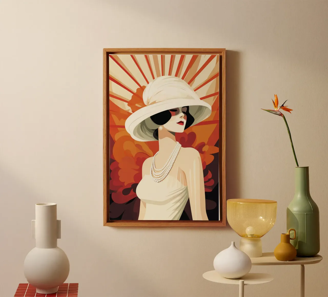 Art Deco Vrouw canvas met Baklijst van Artful Muse