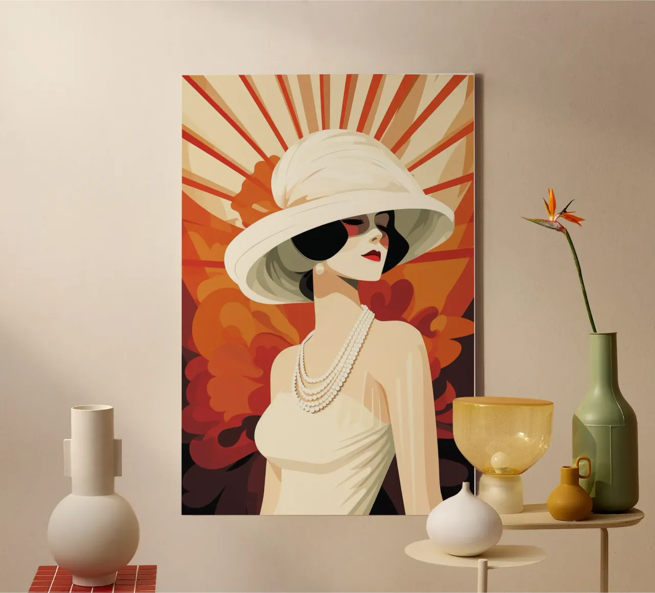 Art Deco Vrouw canvas met Baklijst van Artful Muse