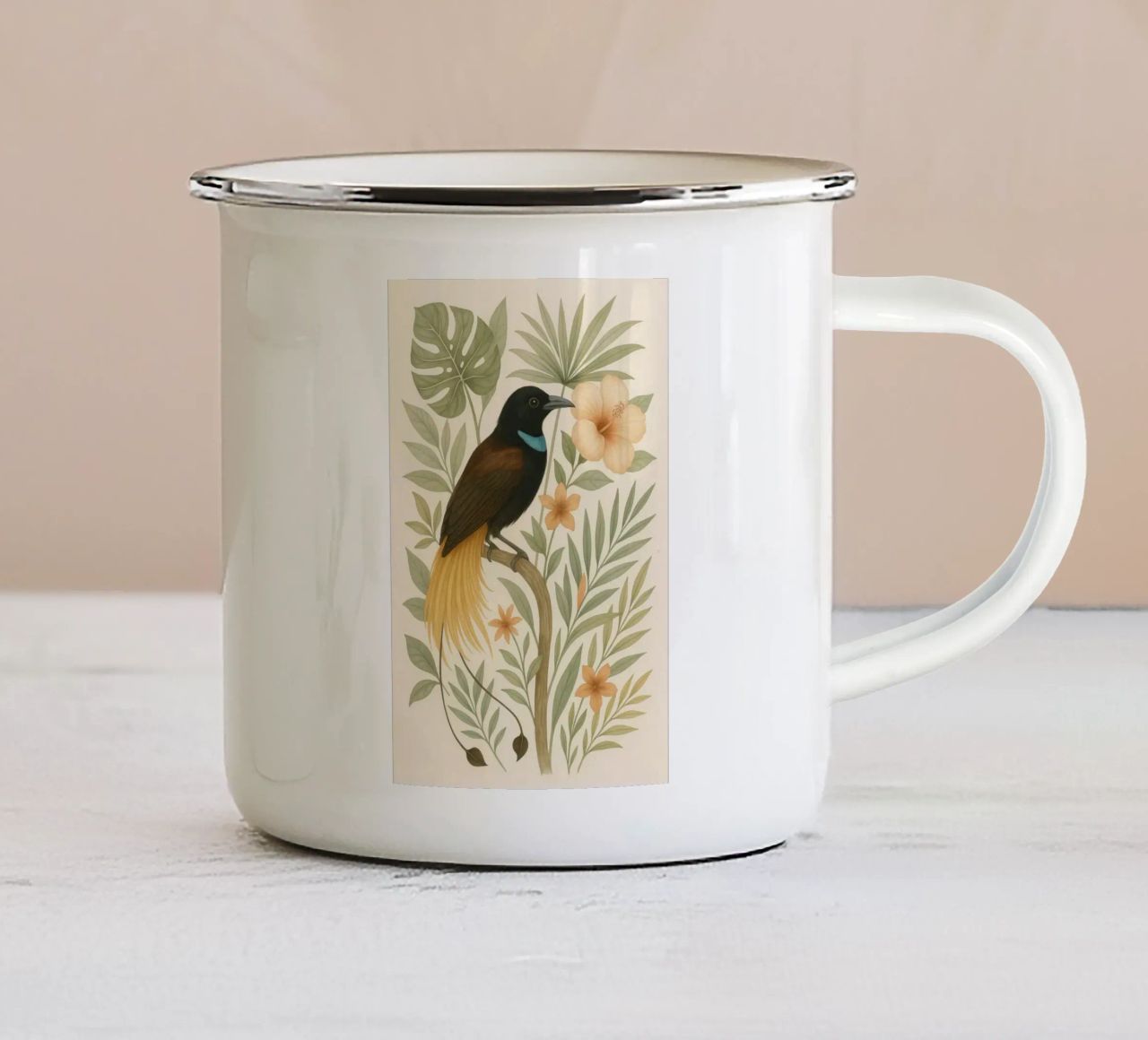 Tropical Bird of Paradise tazza in smalto da Studio M
