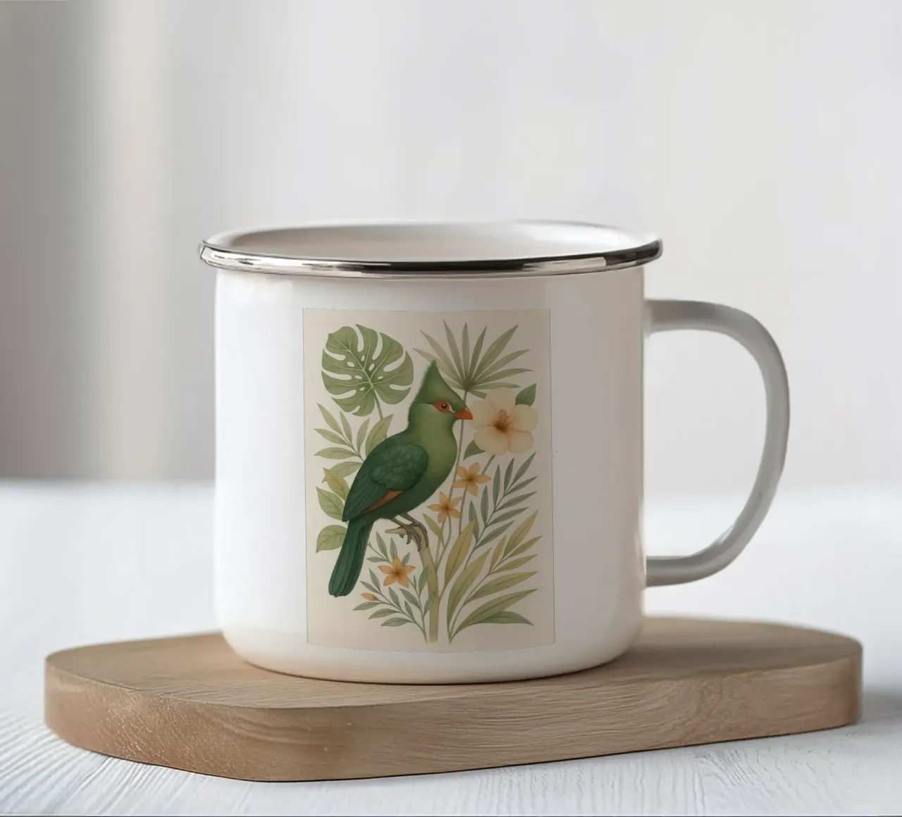 Tropical Turaco Bird tazza in smalto da Studio M