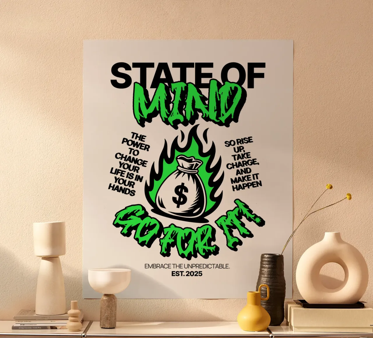State of Mind poster con telaio in legno da artelevenstudio