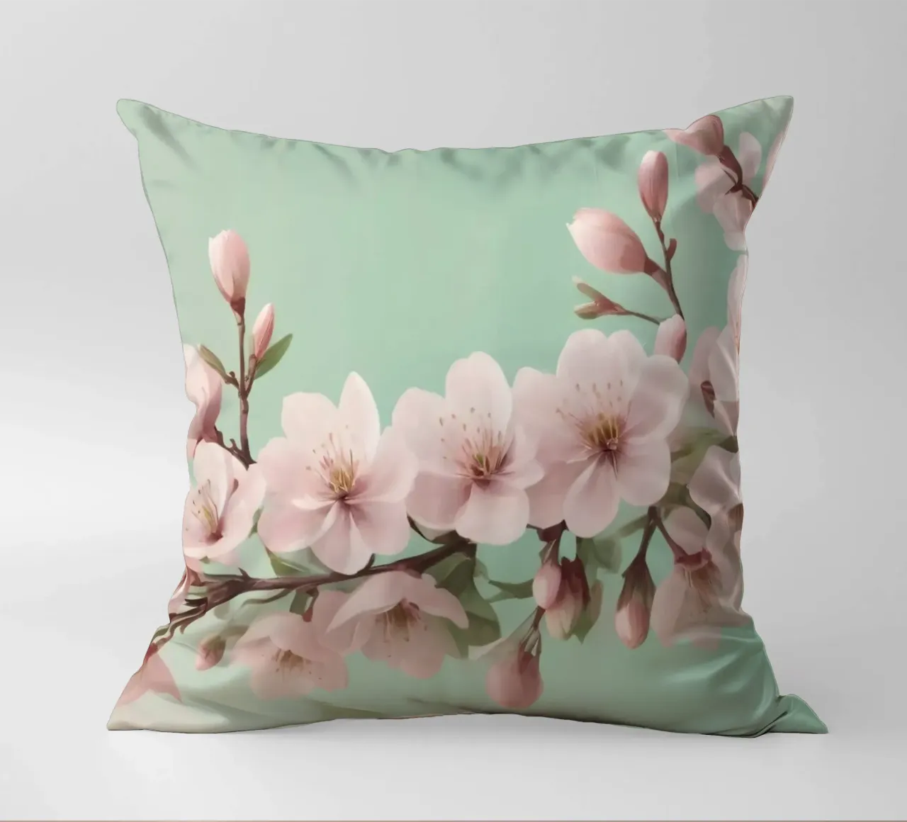 Beautiful cherry blossom branch with delicate pink flowers decorative cushion by DesignDoodle