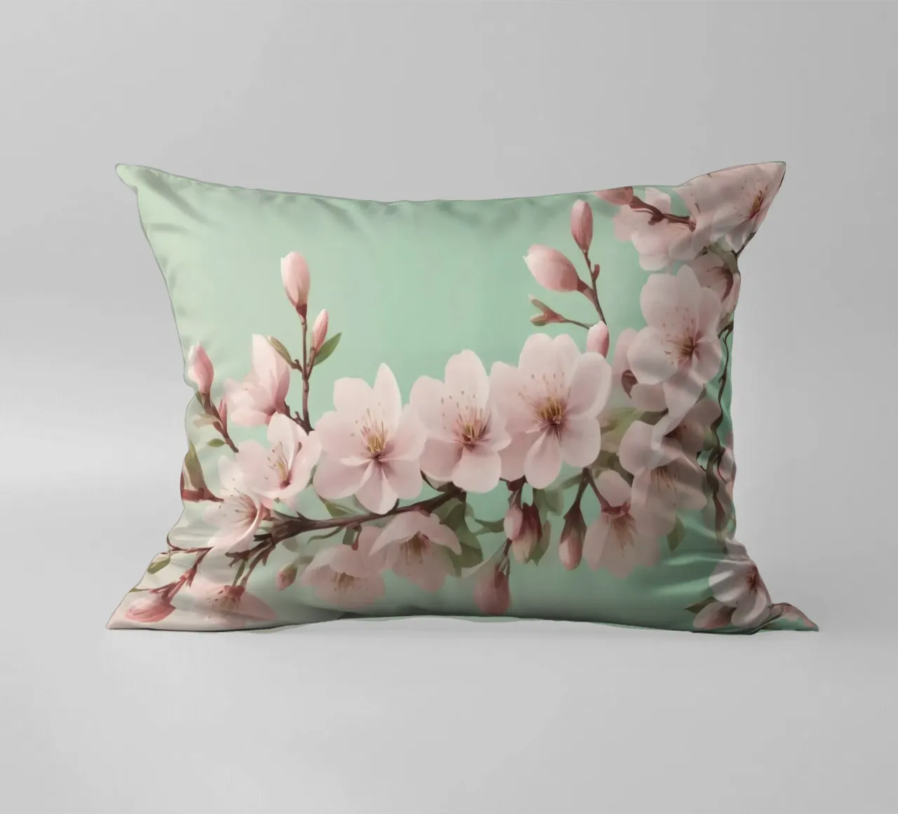 Beautiful cherry blossom branch with delicate pink flowers decorative cushion by DesignDoodle