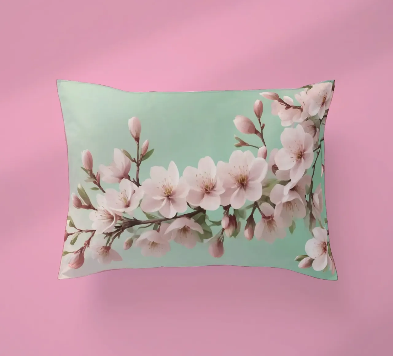 Beautiful cherry blossom branch with delicate pink flowers decorative cushion by DesignDoodle