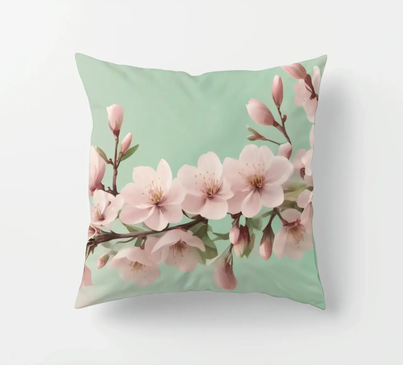 Beautiful cherry blossom branch with delicate pink flowers decorative cushion by DesignDoodle