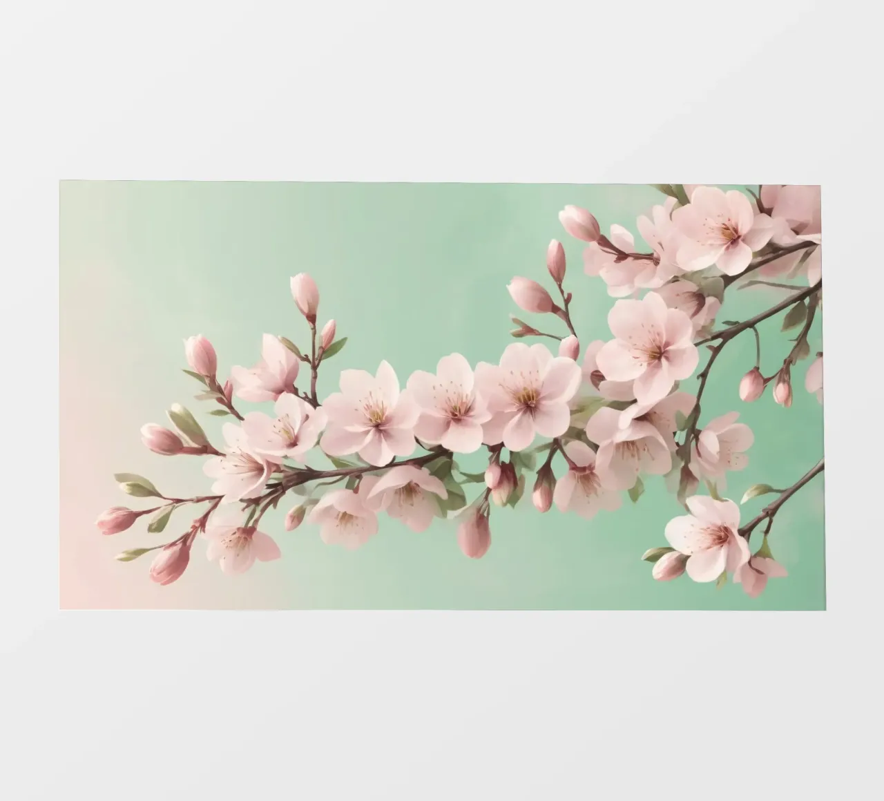 Bellissimo ramo di fiori di ciliegio con delicati fiori rosa telo in pvc da DesignDoodle