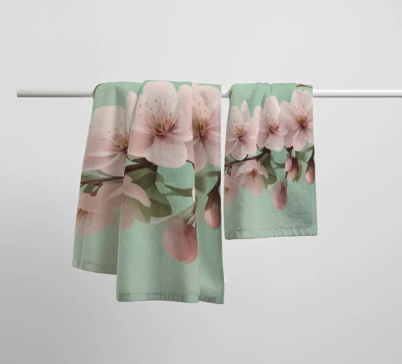 Bellissimo ramo di fiori di ciliegio con delicati fiori rosa asciugamano da bagno da DesignDoodle