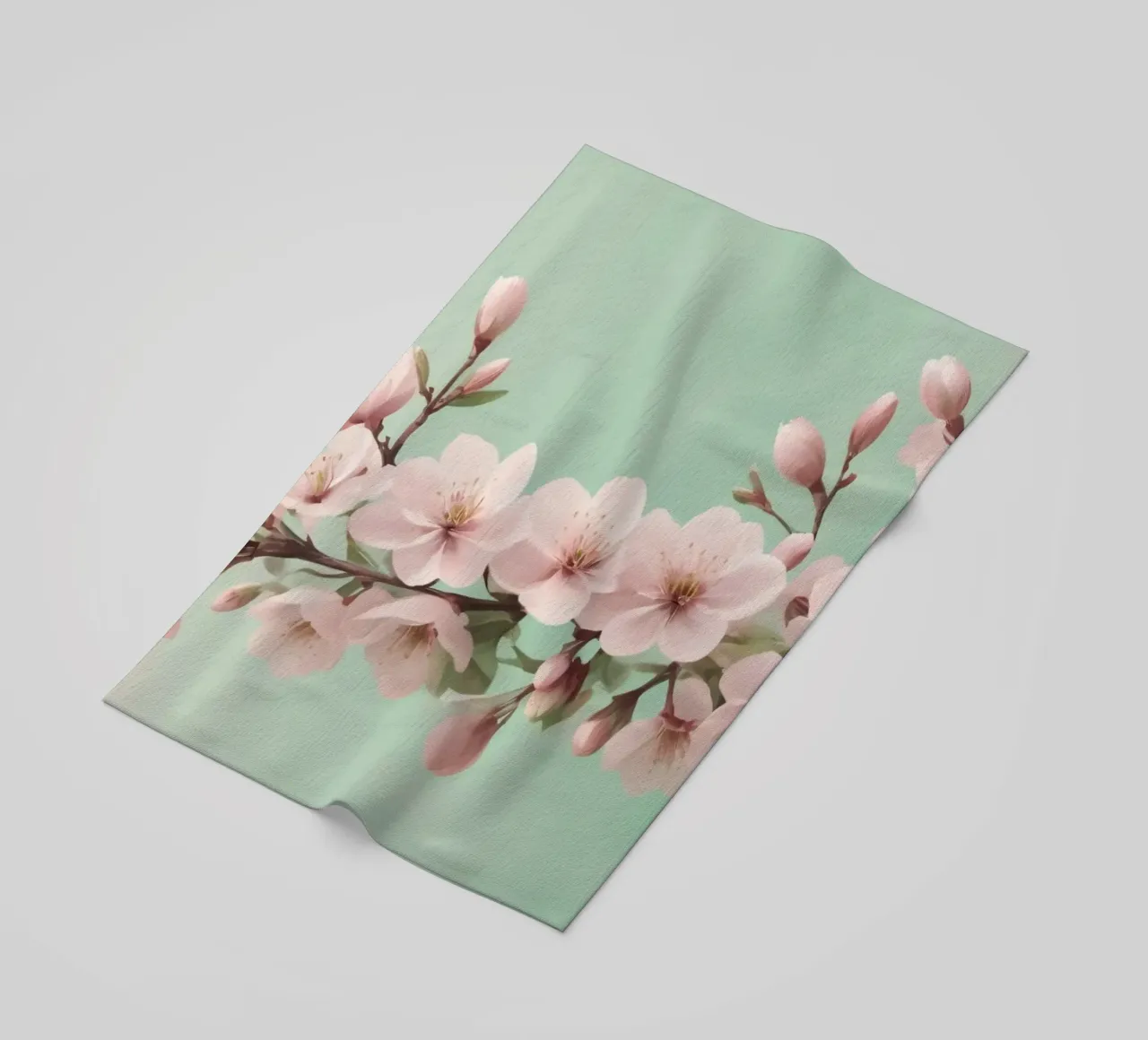 Bellissimo ramo di fiori di ciliegio con delicati fiori rosa telo mare da DesignDoodle
