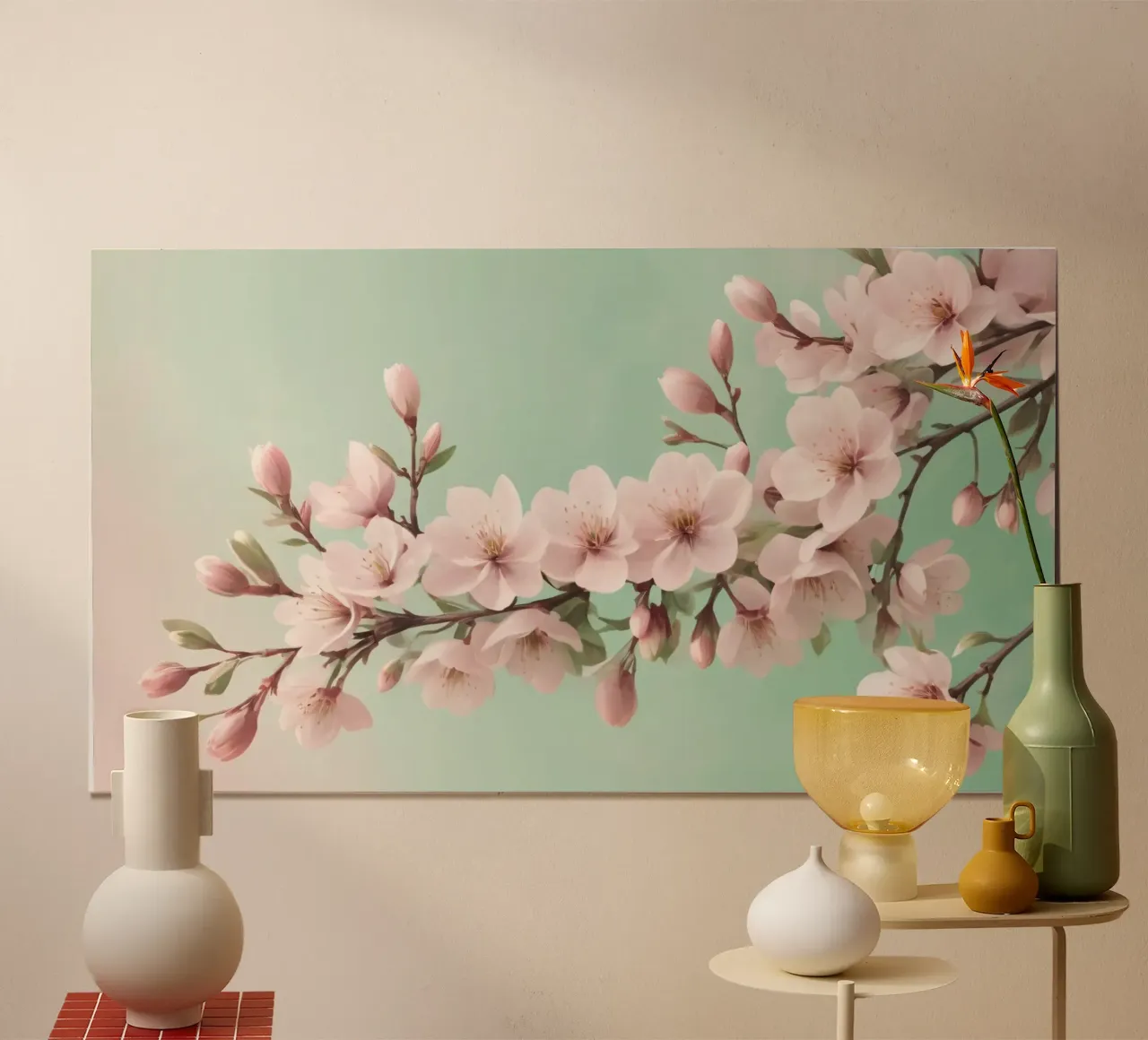 Beautiful cherry blossom branch with delicate pink flowers hahnemühle by DesignDoodle