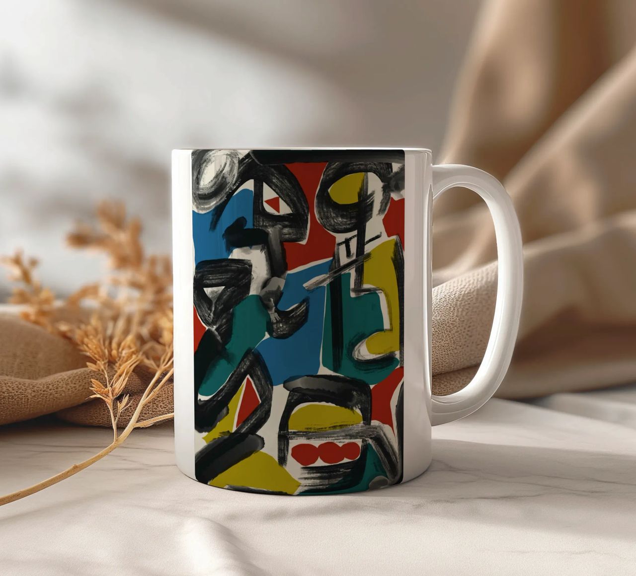 Astratto massimalista 02 tazza in ceramica da Little Dean