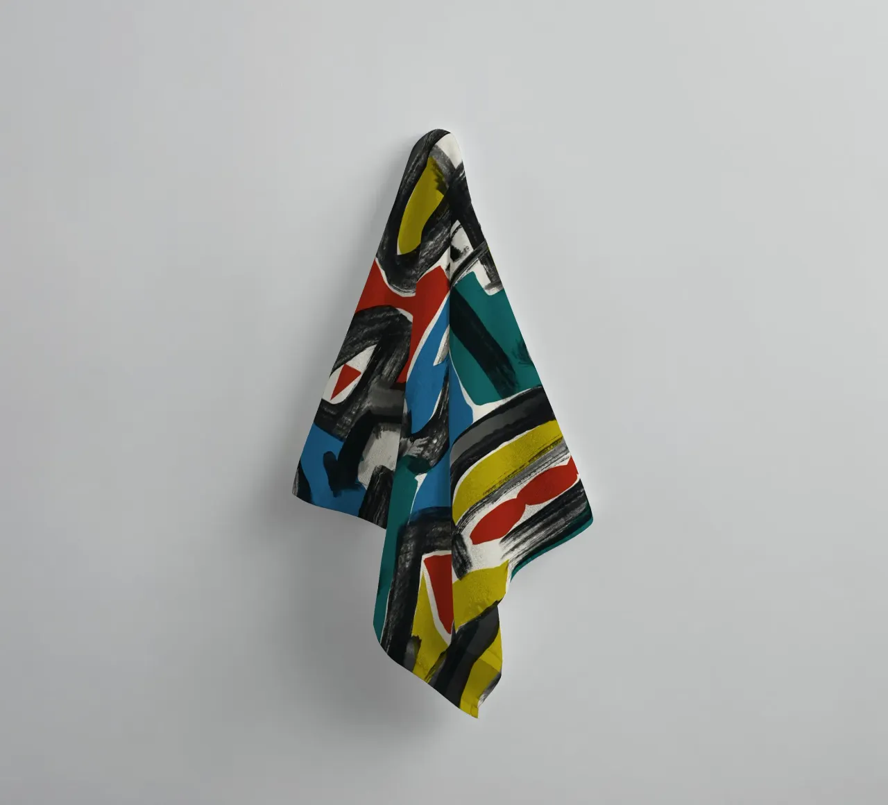 Maximalistisch abstract 02 badhanddoek van Little Dean