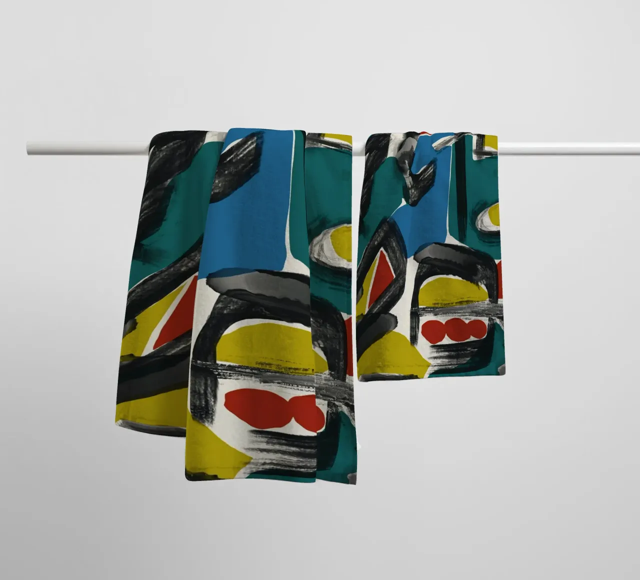 Maximalistisch abstract 02 badhanddoek van Little Dean