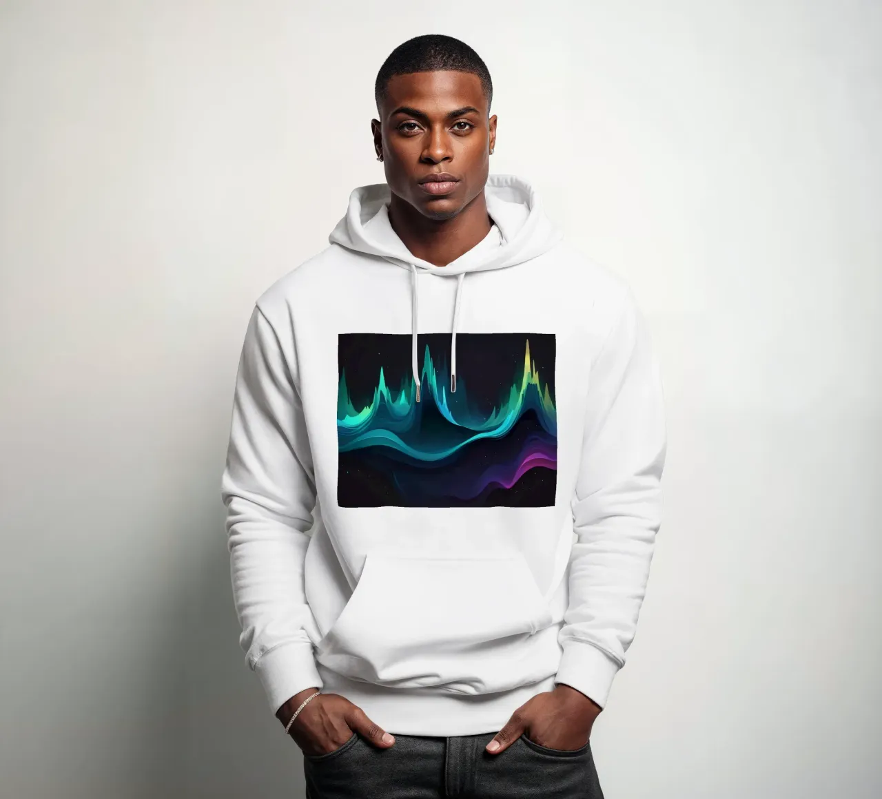 Kleurrijke abstracte golfpatronen die de geluidsfrequentie weergeven hoodie van DesignDoodle