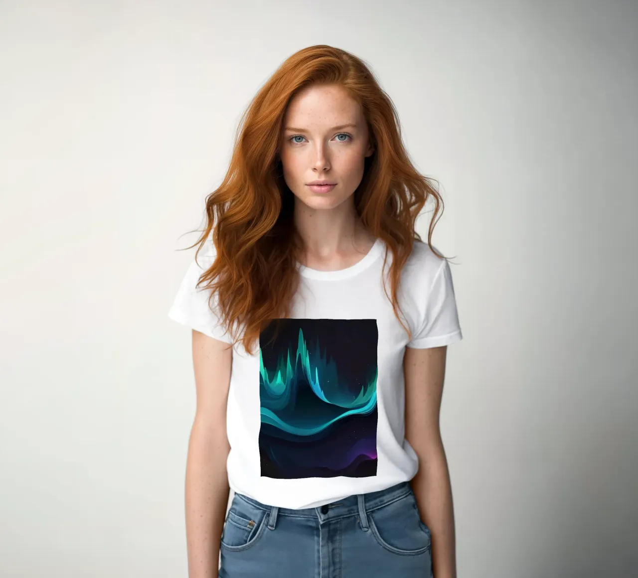 Colorful abstract wave patterns representing sound frequency women's fitted t-shirt by DesignDoodle