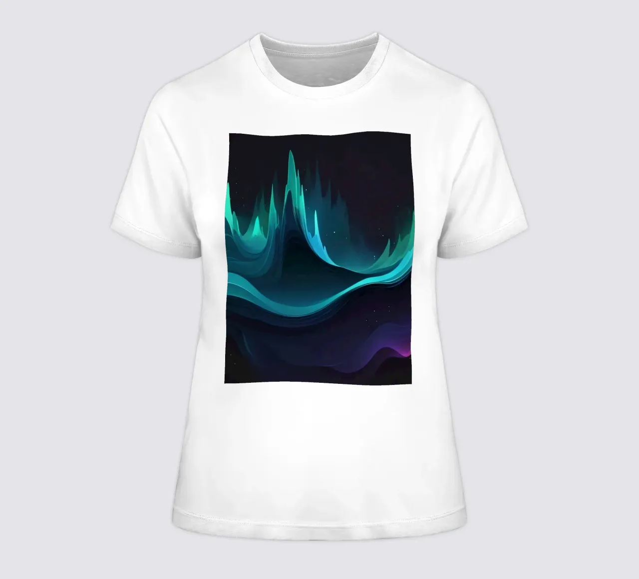 Colorful abstract wave patterns representing sound frequency women's fitted t-shirt by DesignDoodle