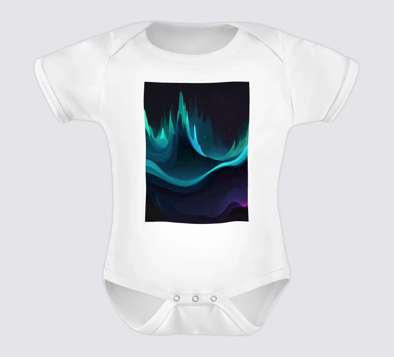 Colorful abstract wave patterns representing sound frequency short-sleeve baby romper by DesignDoodle