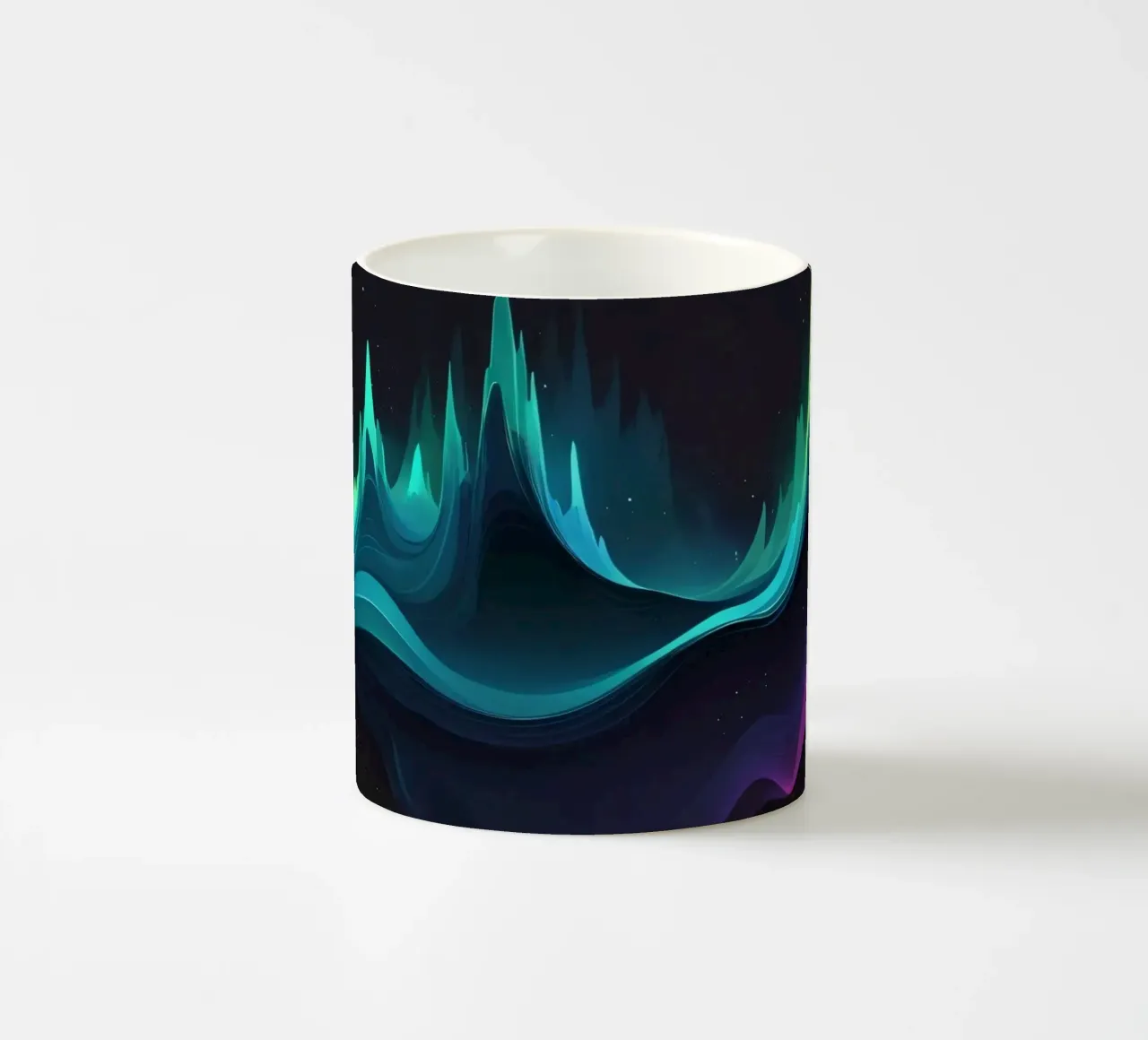 Colorful abstract wave patterns representing sound frequency ceramic mug by DesignDoodle